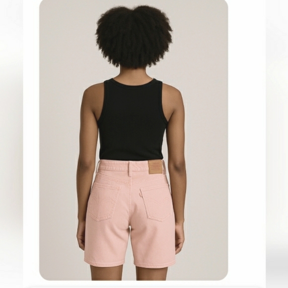Levis 511 34 Longline Skinny High Rise Coral Pink Distressed Shorts - Picture 5 of 11